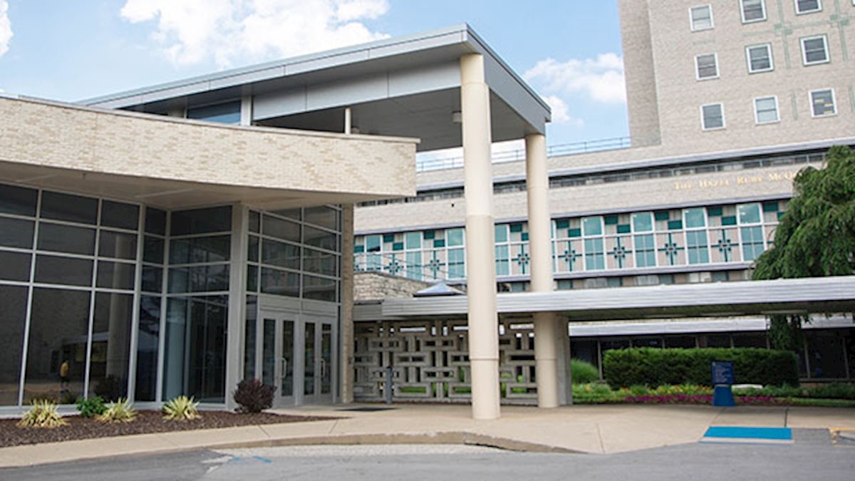 Image of Modern building with glass entrance